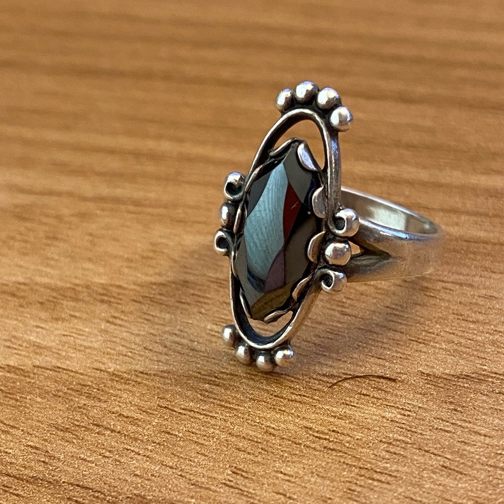 Beautiful hematite 925 sterling silver native American ring. Bell trading post. - Picture 2 of 7